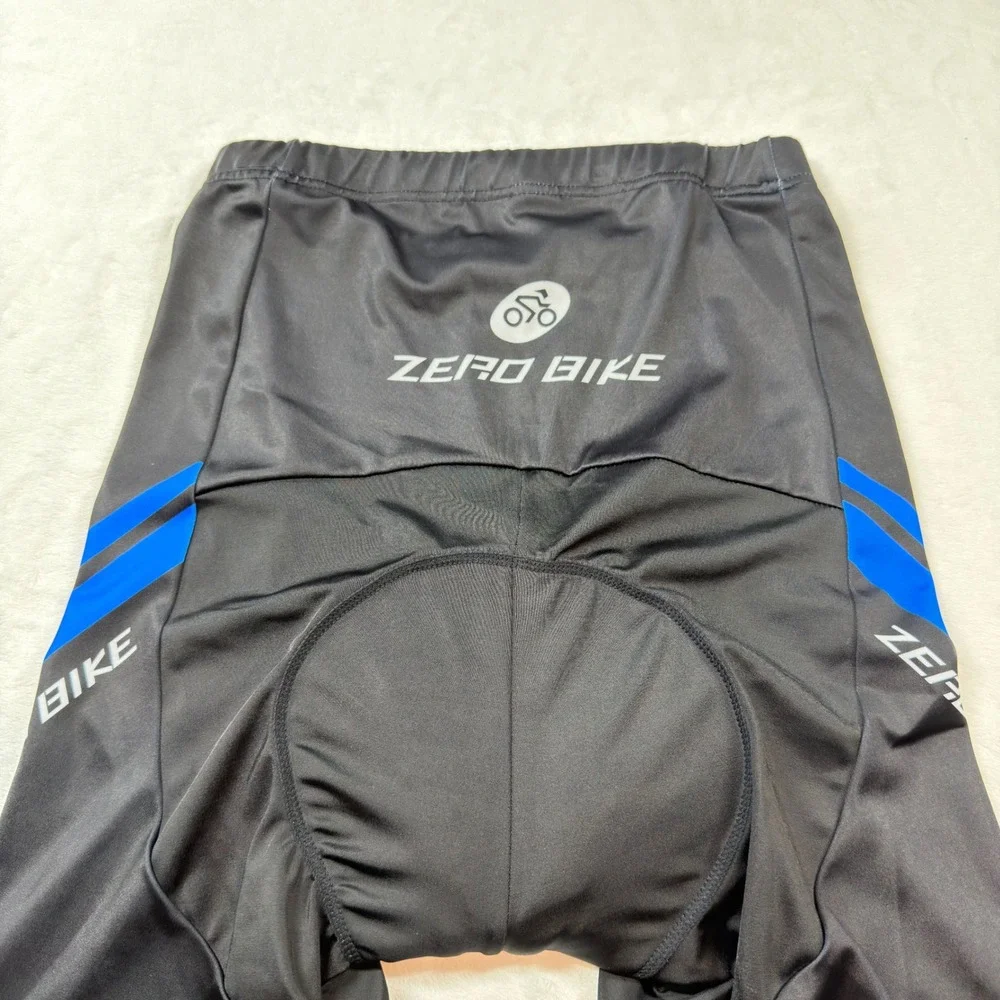 Zero Bike Padded Cycling Shorts Mens Large Black Blue Gel Padded‎ Good Condition